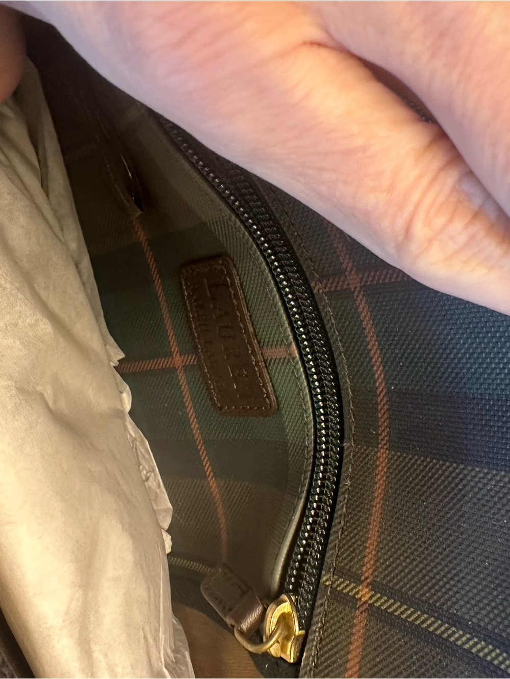 Vintage Lauren Tartan Plaid Crossbody Bag with Brown Leather Strap - Picture 7 of 7